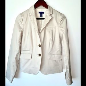 J.CREW COTTON BEIGE NEUTRAL FRONT 2 BUTTONS POCKETS LINED  BLAZER/JACKET SIZE 0